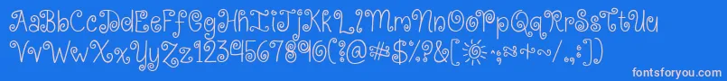 Kgkissmeslowly Font – Pink Fonts on Blue Background