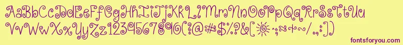 Kgkissmeslowly Font – Purple Fonts on Yellow Background