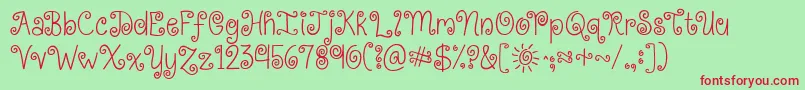 Kgkissmeslowly Font – Red Fonts on Green Background