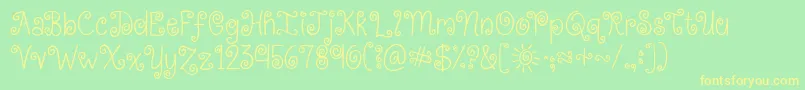 Kgkissmeslowly Font – Yellow Fonts on Green Background