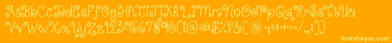 Kgkissmeslowly Font – Yellow Fonts on Orange Background