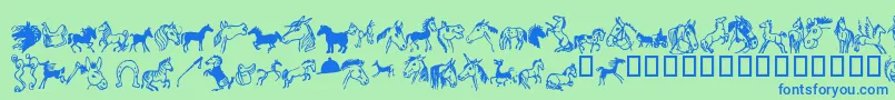 Horsedings-Schriftart – Blaue Schriften auf grünem Hintergrund