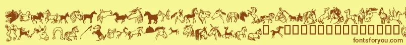 Fonte Horsedings – fontes marrons em um fundo amarelo