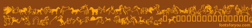 Horsedings Font – Orange Fonts on Brown Background