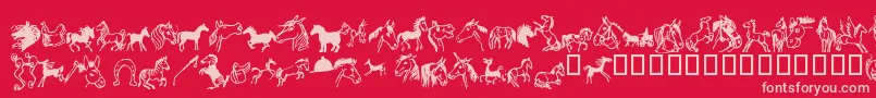 Horsedings-fontti – vaaleanpunaiset fontit punaisella taustalla