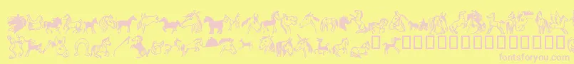 Horsedings-Schriftart – Rosa Schriften auf gelbem Hintergrund