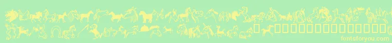 Fonte Horsedings – fontes amarelas em um fundo verde