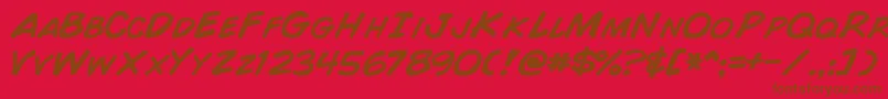 Fonte ComicBookNormal – fontes marrons em um fundo vermelho