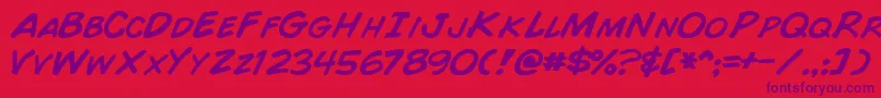 ComicBookNormal-Schriftart – Violette Schriften auf rotem Hintergrund