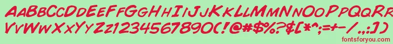 ComicBookNormal Font – Red Fonts on Green Background