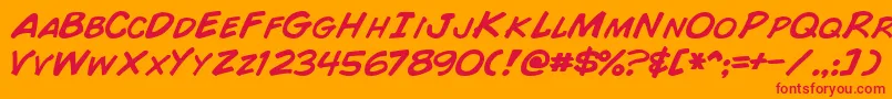 ComicBookNormal Font – Red Fonts on Orange Background