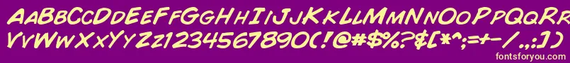 ComicBookNormal Font – Yellow Fonts on Purple Background