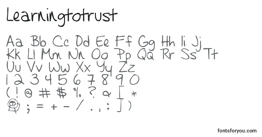 Czcionka Learningtotrust – alfabet, cyfry, specjalne znaki