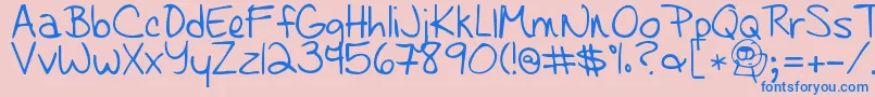 Learningtotrust-Schriftart – Blaue Schriften auf rosa Hintergrund