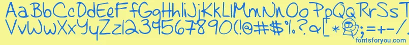 Learningtotrust-Schriftart – Blaue Schriften auf gelbem Hintergrund