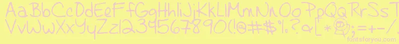 Learningtotrust-fontti – vaaleanpunaiset fontit keltaisella taustalla