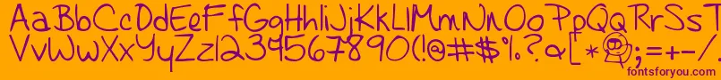 Learningtotrust-Schriftart – Violette Schriften auf orangefarbenem Hintergrund