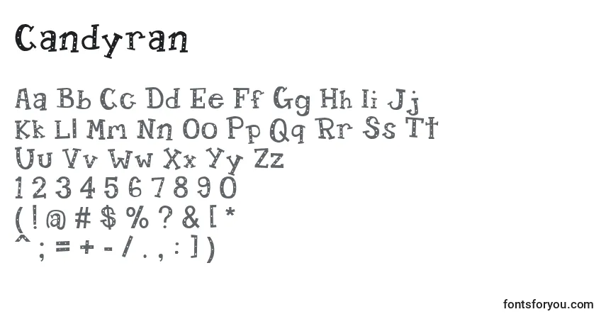 Schriftart Candyran – Alphabet, Zahlen, spezielle Symbole