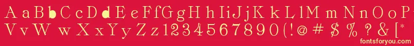 Pccordellaroman-fontti – keltaiset fontit punaisella taustalla