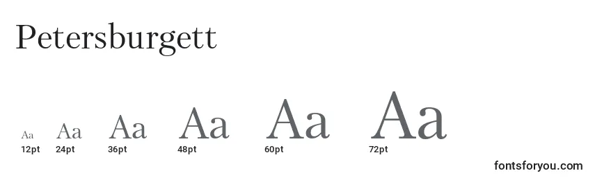 Размеры шрифта Petersburgett
