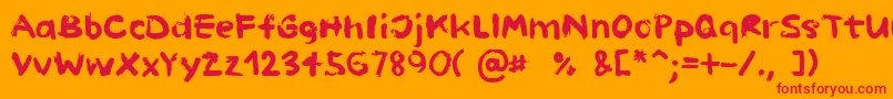 PaintHandLimitedSet Font – Red Fonts on Orange Background