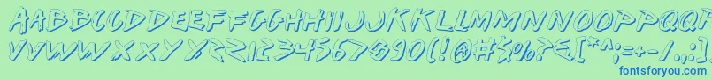 Iwantv2s-Schriftart – Blaue Schriften auf grünem Hintergrund