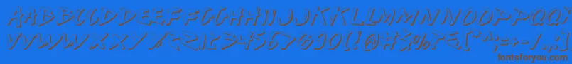 Iwantv2s-Schriftart – Braune Schriften auf blauem Hintergrund