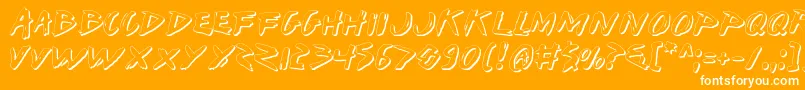 Iwantv2s-Schriftart – Weiße Schriften auf orangefarbenem Hintergrund
