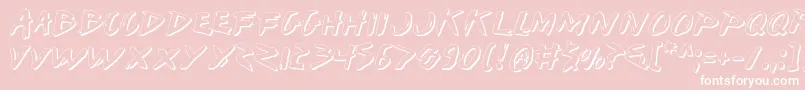 Iwantv2s-Schriftart – Weiße Schriften auf rosa Hintergrund