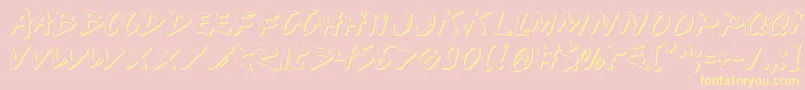Iwantv2s-Schriftart – Gelbe Schriften auf rosa Hintergrund