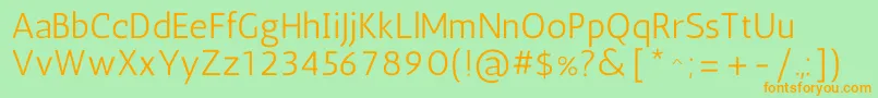 フォントAnticRegular – オレンジの文字が緑の背景にあります。