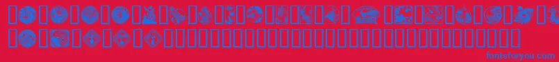 OrientalView Font – Blue Fonts on Red Background