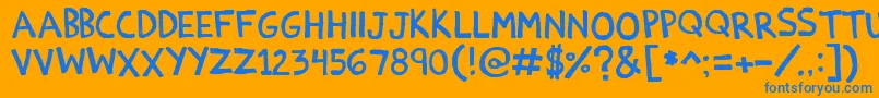 フォントEstoybueno – オレンジの背景に青い文字