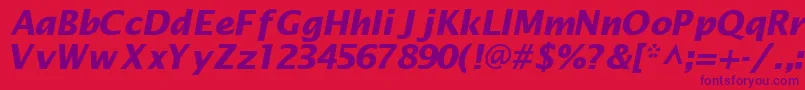 MachadosanssskBoldItalic-Schriftart – Violette Schriften auf rotem Hintergrund