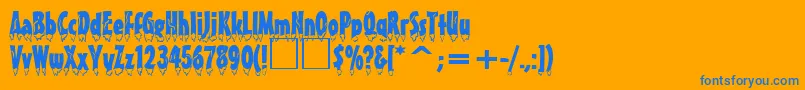 EiszapfenNormalDb-Schriftart – Blaue Schriften auf orangefarbenem Hintergrund