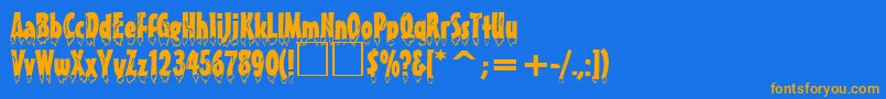 EiszapfenNormalDb-Schriftart – Orangefarbene Schriften auf blauem Hintergrund