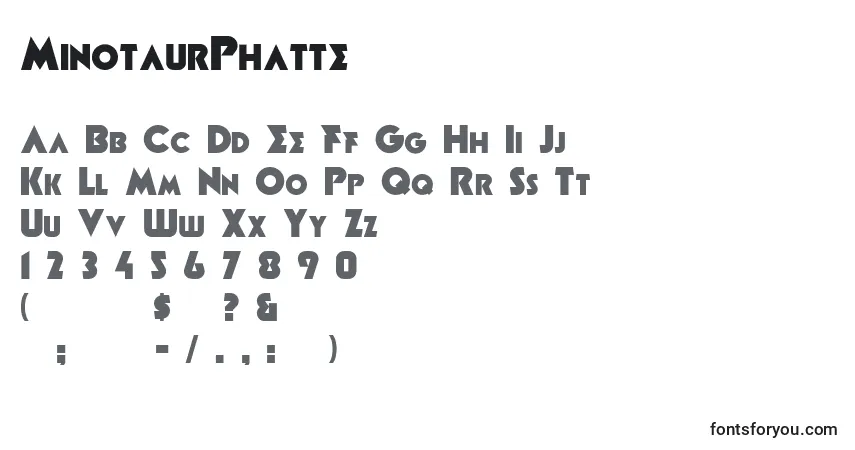 A fonte MinotaurPhatte – alfabeto, números, caracteres especiais