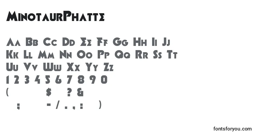 Czcionka MinotaurPhatte – alfabet, cyfry, specjalne znaki