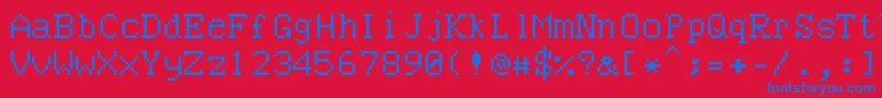 Bncuword-Schriftart – Blaue Schriften auf rotem Hintergrund