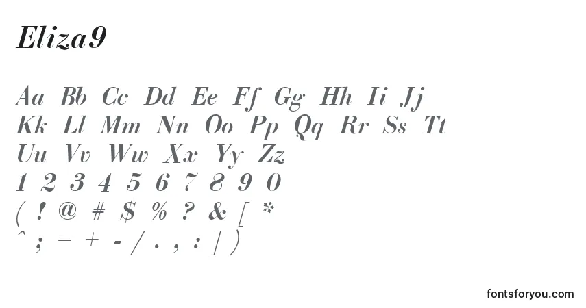 Schriftart Eliza9 – Alphabet, Zahlen, spezielle Symbole