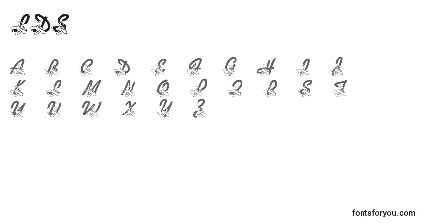 A fonte LmsDanceShoes – alfabeto, números, caracteres especiais