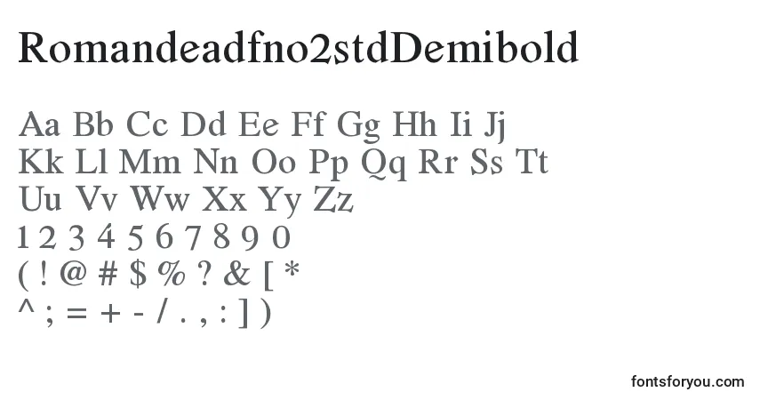 A fonte Romandeadfno2stdDemibold (71247) – alfabeto, números, caracteres especiais