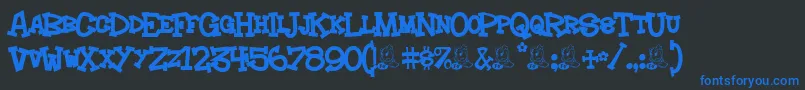 Hoedown Font – Blue Fonts on Black Background