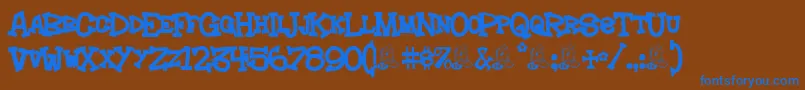 Hoedown Font – Blue Fonts on Brown Background