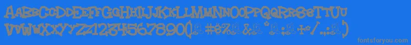 Hoedown-fontti – harmaat kirjasimet sinisellä taustalla