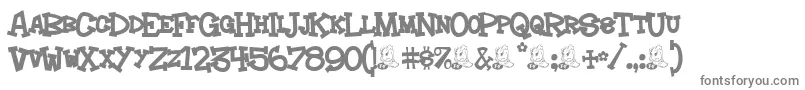 Hoedown-fontti – harmaat kirjasimet valkoisella taustalla