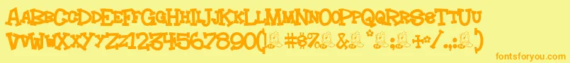Hoedown Font – Orange Fonts on Yellow Background