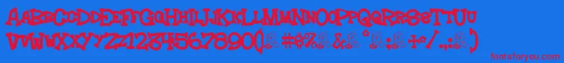 Hoedown Font – Red Fonts on Blue Background