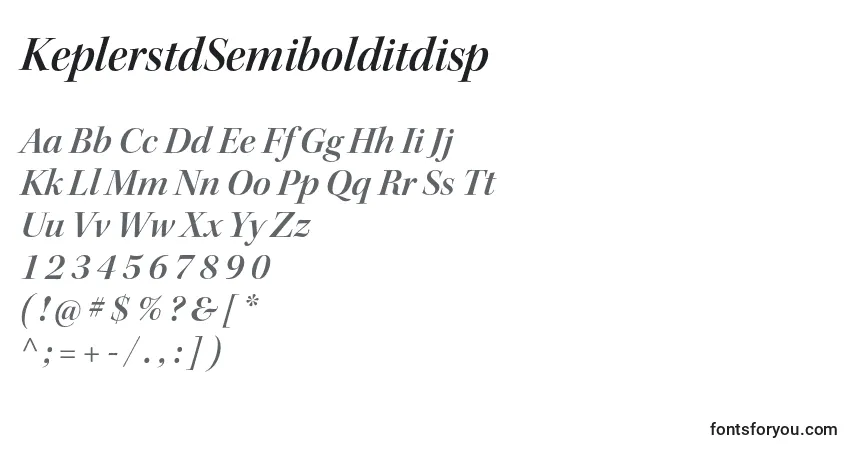 A fonte KeplerstdSemibolditdisp – alfabeto, números, caracteres especiais