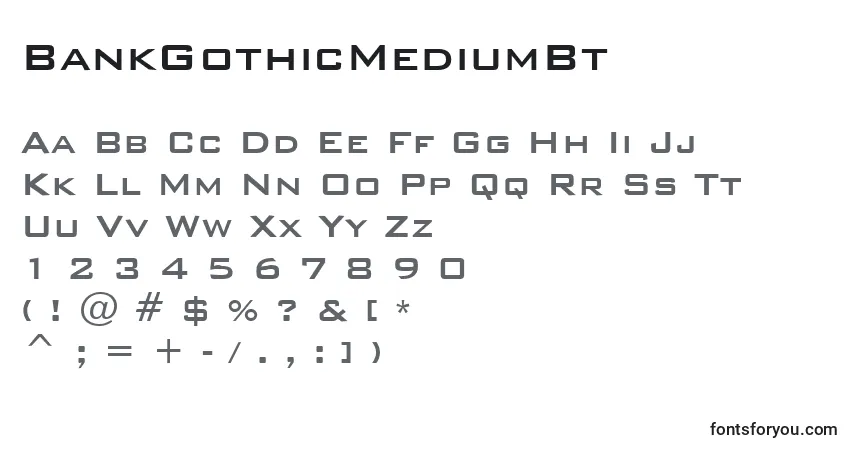 BankGothicMediumBt-fontti – aakkoset, numerot, erikoismerkit